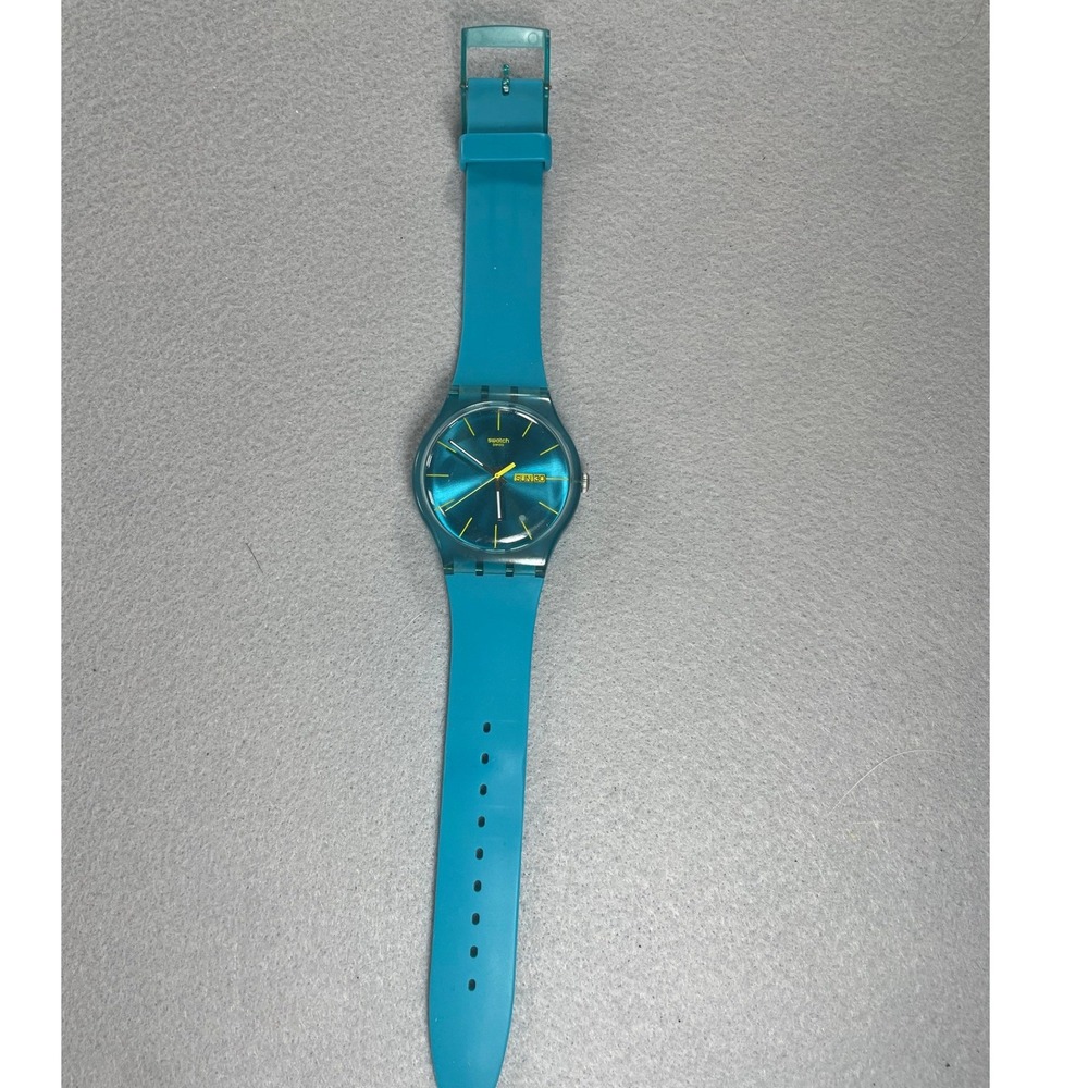 Swatch Watch Originals Teal Blue Silicone GN718 - Picture 2 of 4